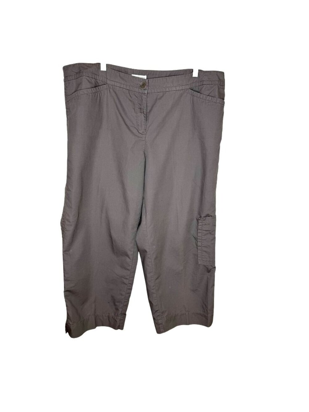 Eileen Fisher Gray Brown Cropped Wide-Leg Cargo Pants, Size XL